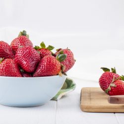 side view fresh strawberry on white background